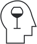 Outline of a head with a wine glass displayed in the brain