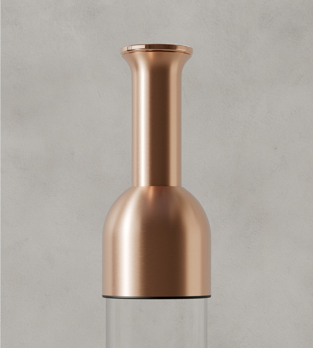 Detail of copper satin finish on the eto wine decanter