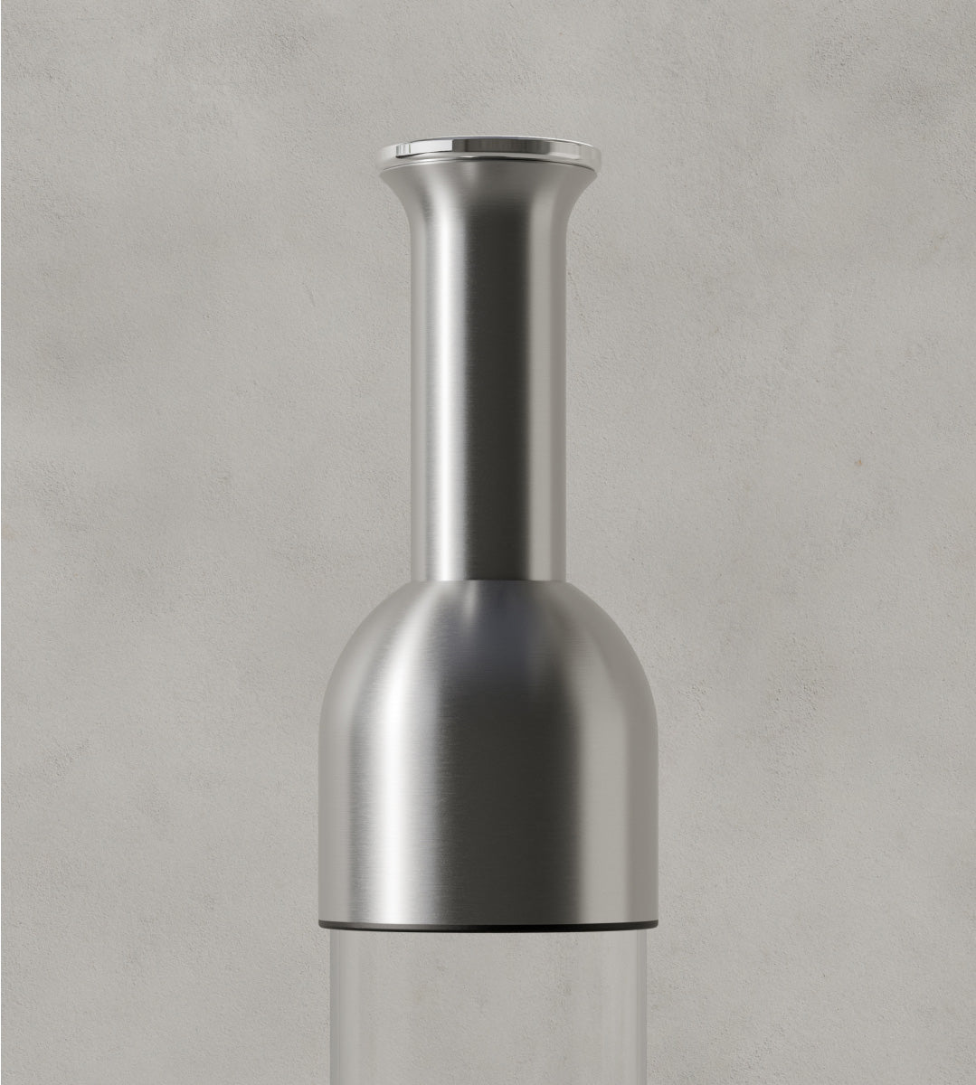 Details of the stainless satin eto wine decanter